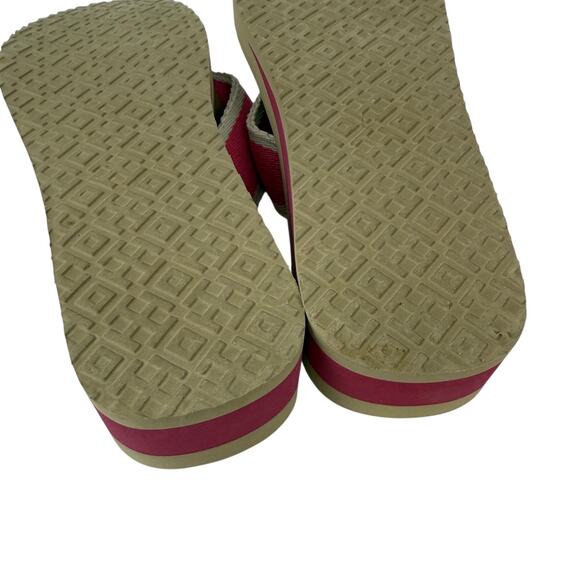 Tory Burch Wilhelm Pink Tan Wedge Flip Flops Platform Sandals Women's 8M - Picture 11 of 11